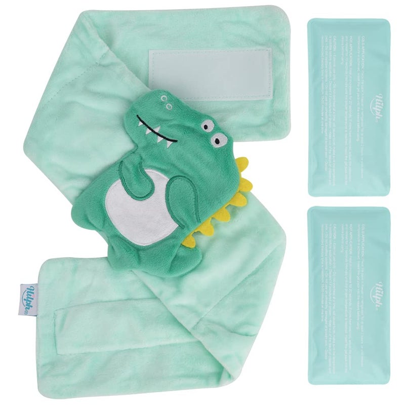 Hilph Baby Colic, Gas and Upset Stomach Relief, Heated Warmer Tummy Wrap with 2 Gel Packs for Newborns and Infants, Baby Heating Pad Swaddling Belt Natural Relief (Green Dinosaur) - Image 1